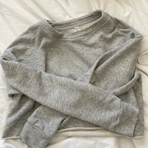 Alo Distressed Crop grey sweatshirt